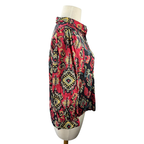 Anthropologie Forever That Girl Ikat Paisley Contrast Print Top Button Blouse XS - Picture 10 of 16